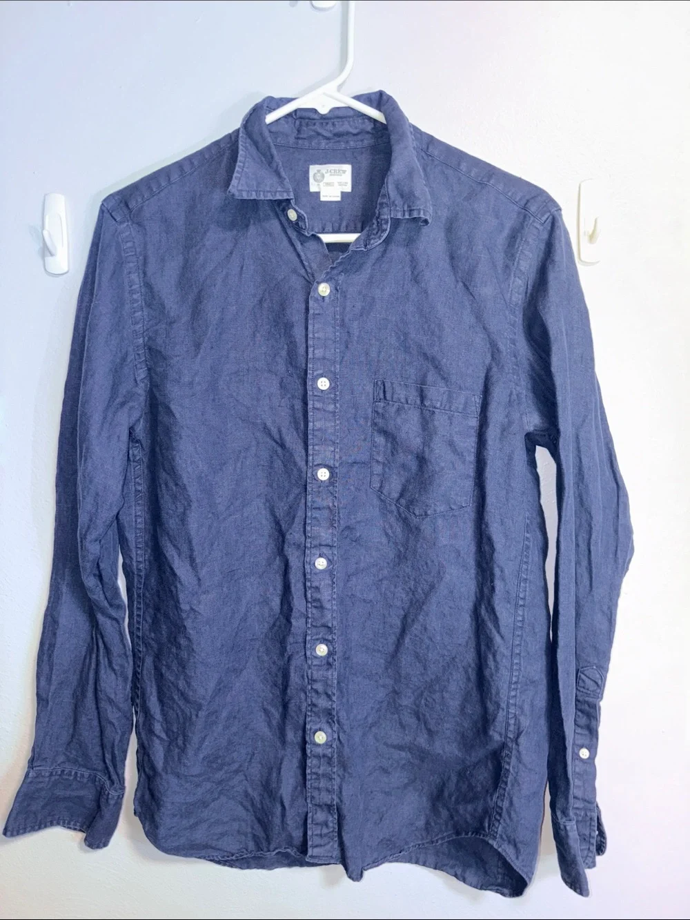 J. Crew Navy Blue linen Button-Down Shirt
